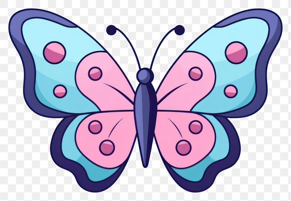 PNG  Butterfly cartoon pattern white background. AI generated Image by rawpixel.