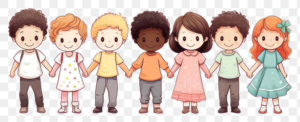 PNG  Diverse kids cartoon child cute. AI generated Image by rawpixel.