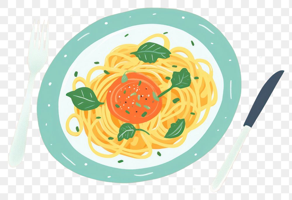PNG Pasta dish spaghetti plate food. AI generated Image by rawpixel.