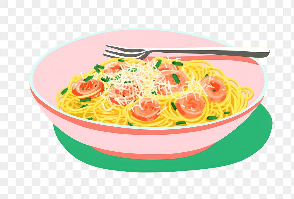 PNG Pasta dish spaghetti food fork. AI generated Image by rawpixel.