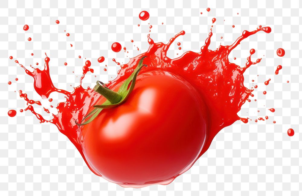 PNG Tomato on ketchup splash vegetable plant food. AI generated Image by rawpixel.