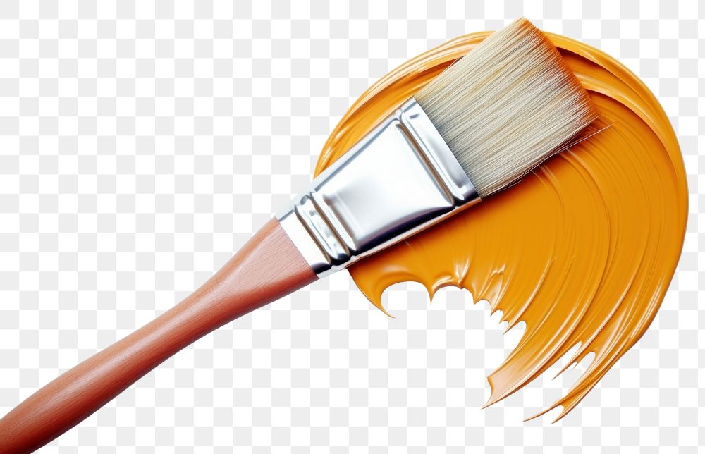 PNG Orange paint brush tool white background. AI generated Image by rawpixel.