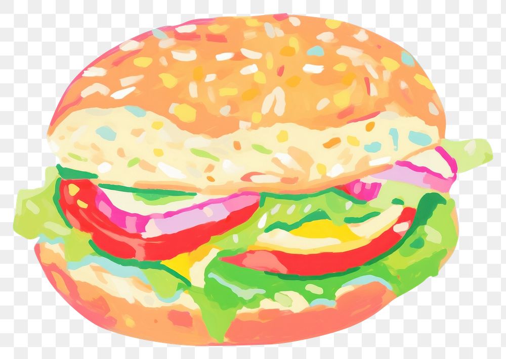 PNG Burger painting cartoon food. AI generated Image by rawpixel.