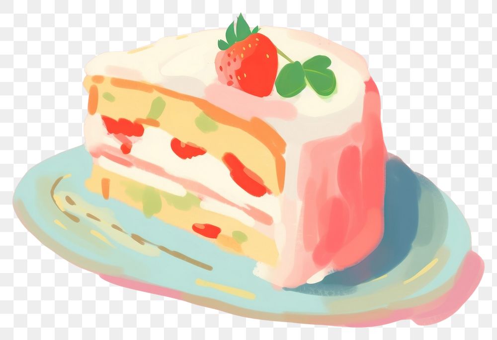 PNG Cake strawberry dessert cartoon. AI generated Image by rawpixel.