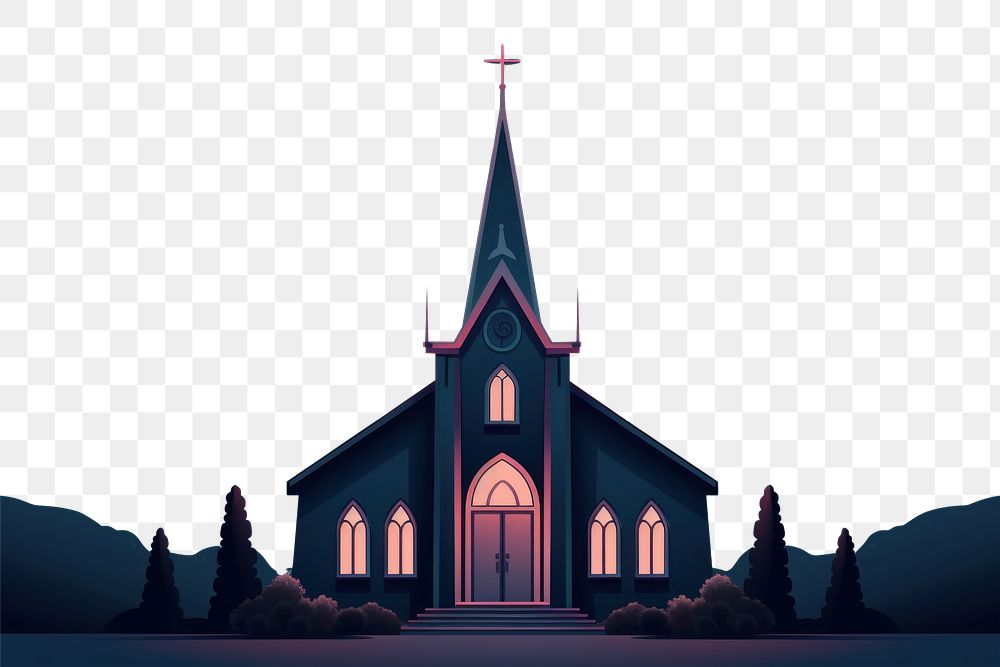 PNG Church night architecture building. AI generated Image by rawpixel.