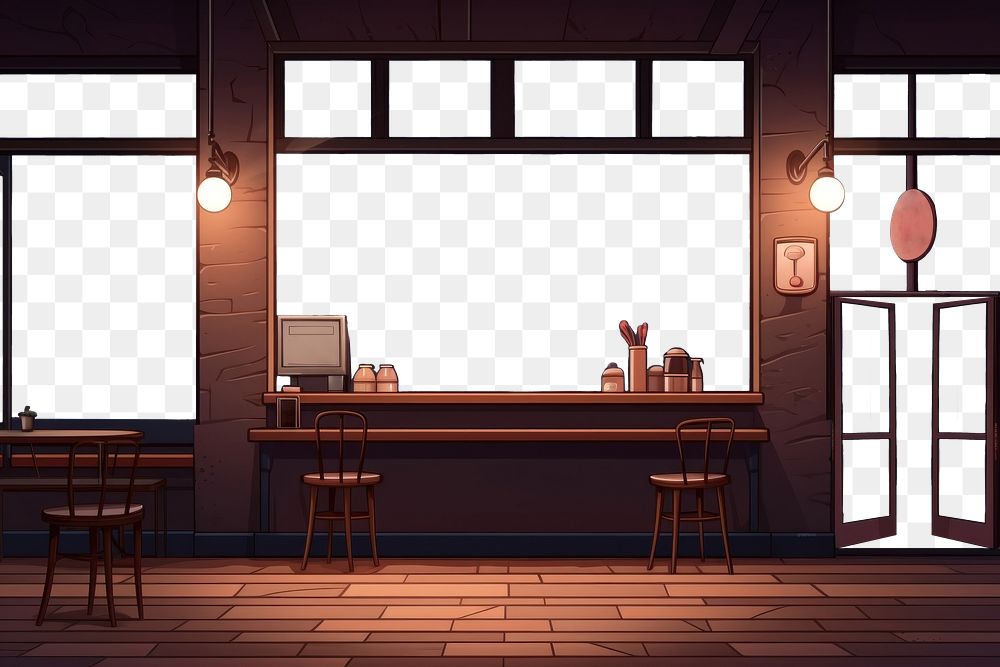 PNG Coffee shop restaurant furniture window. AI generated Image by rawpixel.