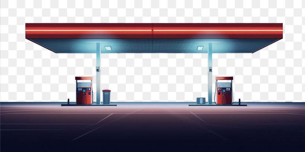PNG Gas station night architecture illuminated. AI generated Image by rawpixel.