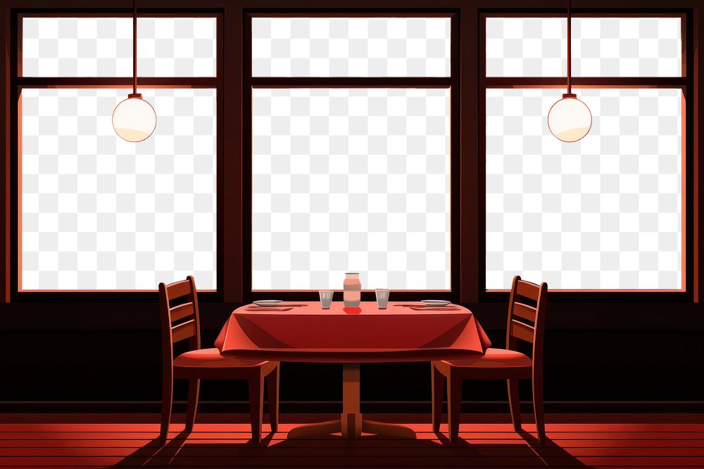 PNG Red dining architecture restaurant furniture. AI generated Image by rawpixel.
