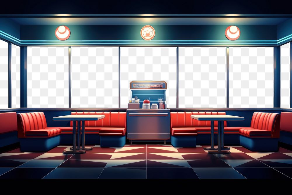 PNG Retro diner restaurant furniture building. AI generated Image by rawpixel.