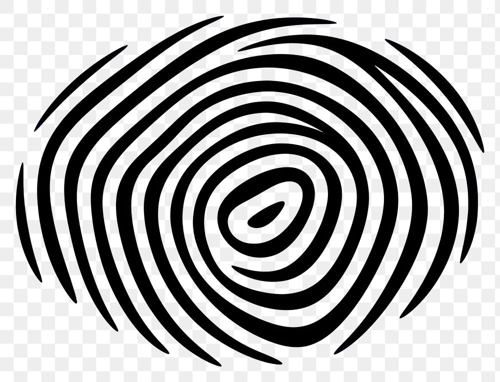 PNG Fingerprint spiral shape black. 