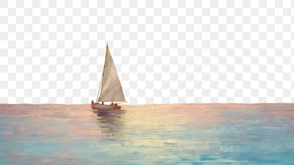 PNG A sailboat at dusk painting backgrounds watercraft