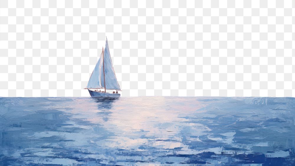 PNG A sailboat floating in the ocean painting vehicle transportation. AI generated Image by rawpixel.