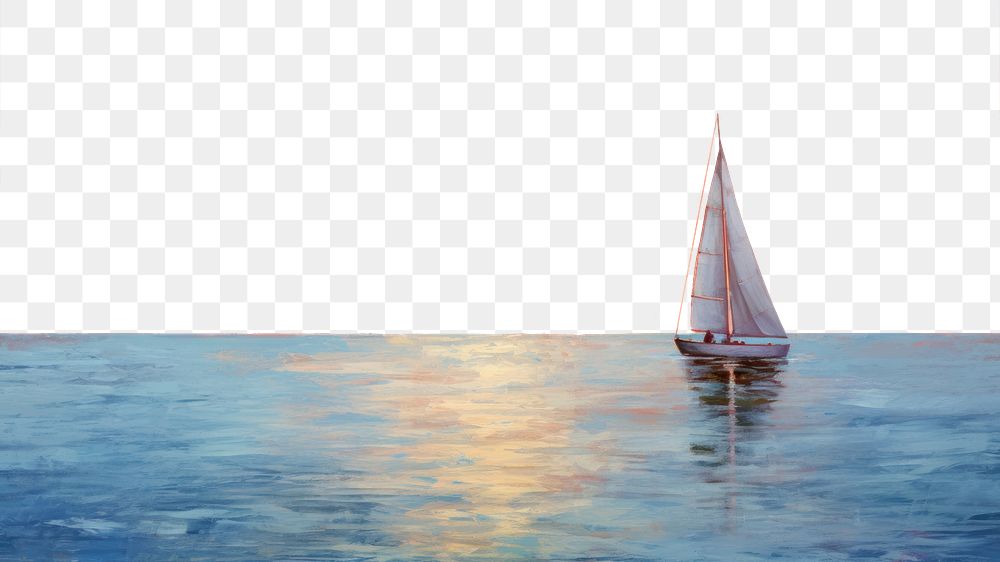 PNG A sailboat at dusk painting watercraft outdoors