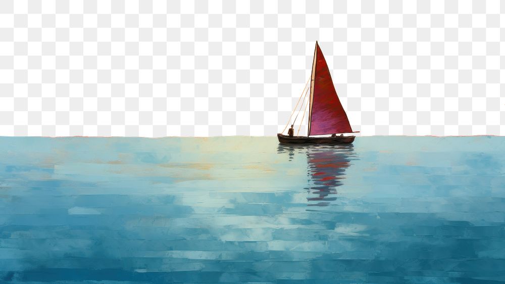 PNG A sailboat floating in the ocean painting watercraft vehicle. AI generated Image by rawpixel.