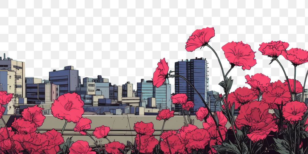 PNG Flower city architecture cityscape. AI generated Image by rawpixel.