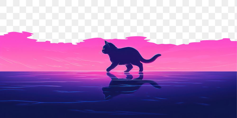PNG A cat runing animal mammal purple. AI generated Image by rawpixel.