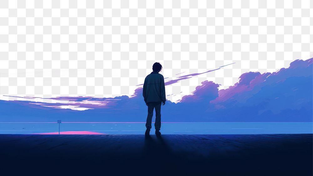 PNG A man standing outdoors horizon nature. AI generated Image by rawpixel.