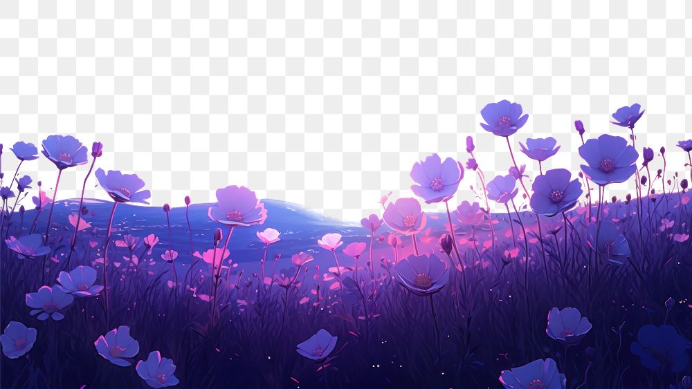 PNG A flower feild purple landscape outdoors. AI generated Image by rawpixel.