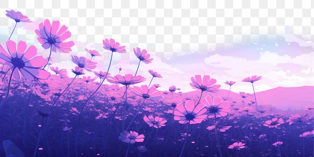 PNG A flower feild purple backgrounds landscape. AI generated Image by rawpixel.