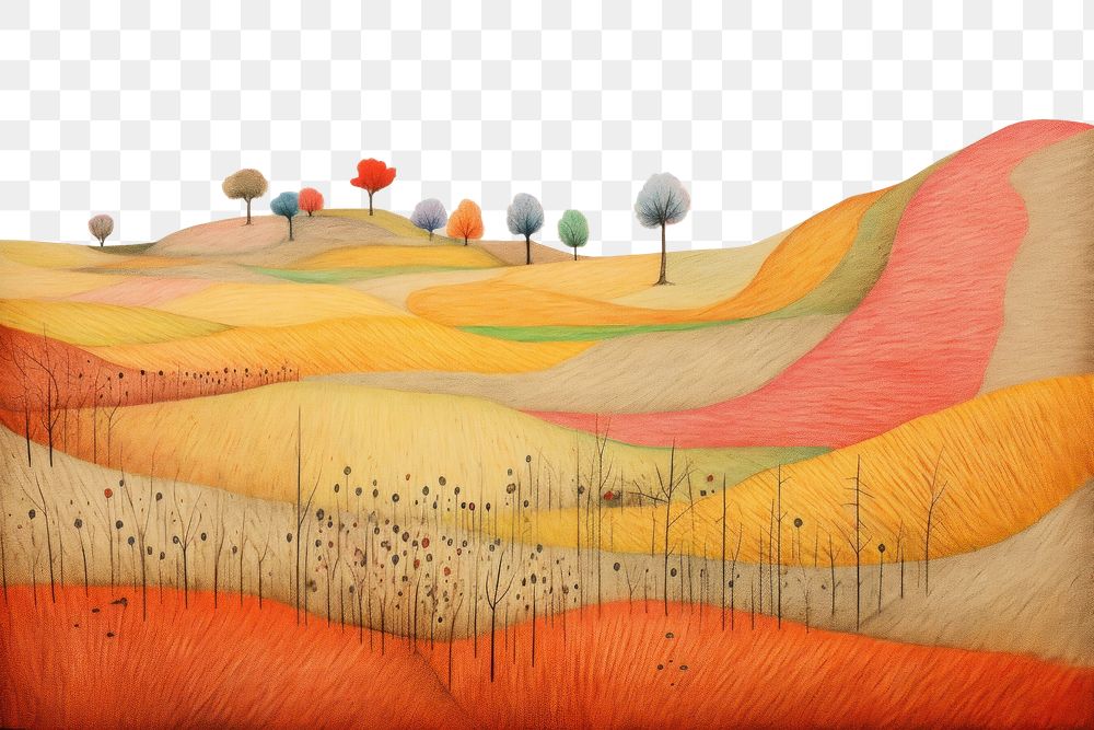 PNG A grassland painting outdoors drawing. AI generated Image by rawpixel.