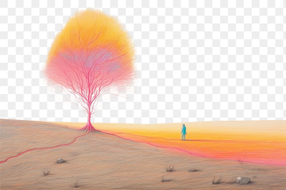 PNG Savannah feild painting drawing landscape. AI generated Image by rawpixel.