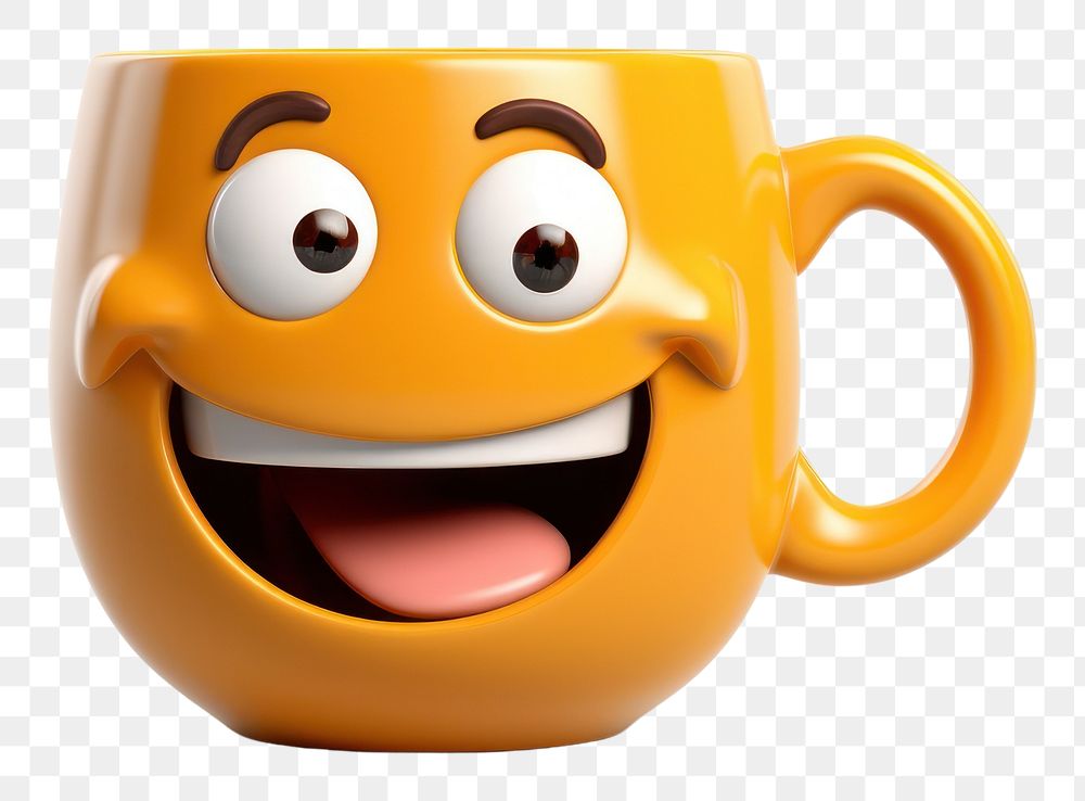PNG  Tea cup cartoon coffee face. AI generated Image by rawpixel.