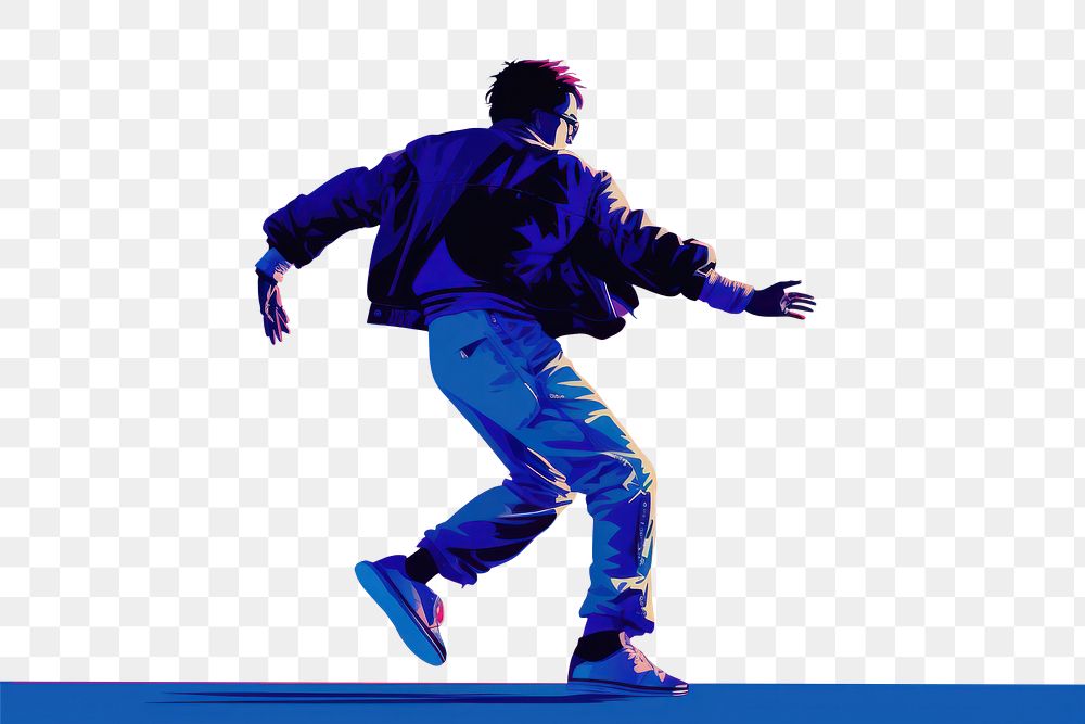 PNG A man dancing purple blue snowboarding. AI generated Image by rawpixel.