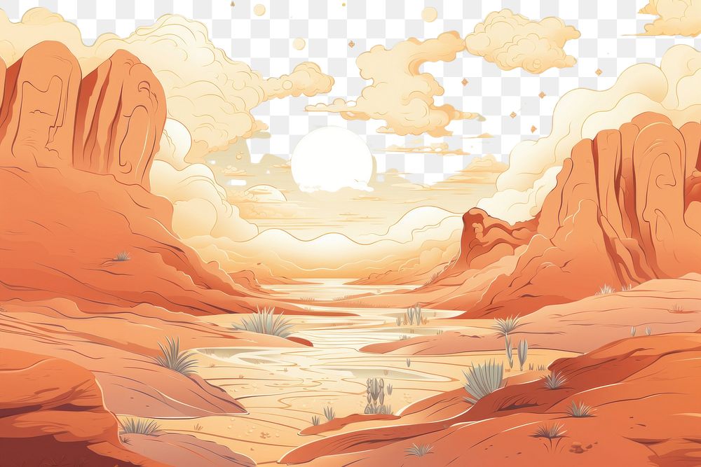 PNG  Desert landscape mountain outdoors. AI generated Image by rawpixel.
