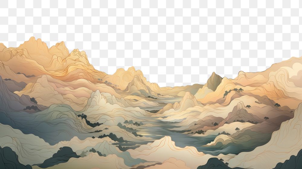 PNG  Mountainous landscape painting nature art. AI generated Image by rawpixel.