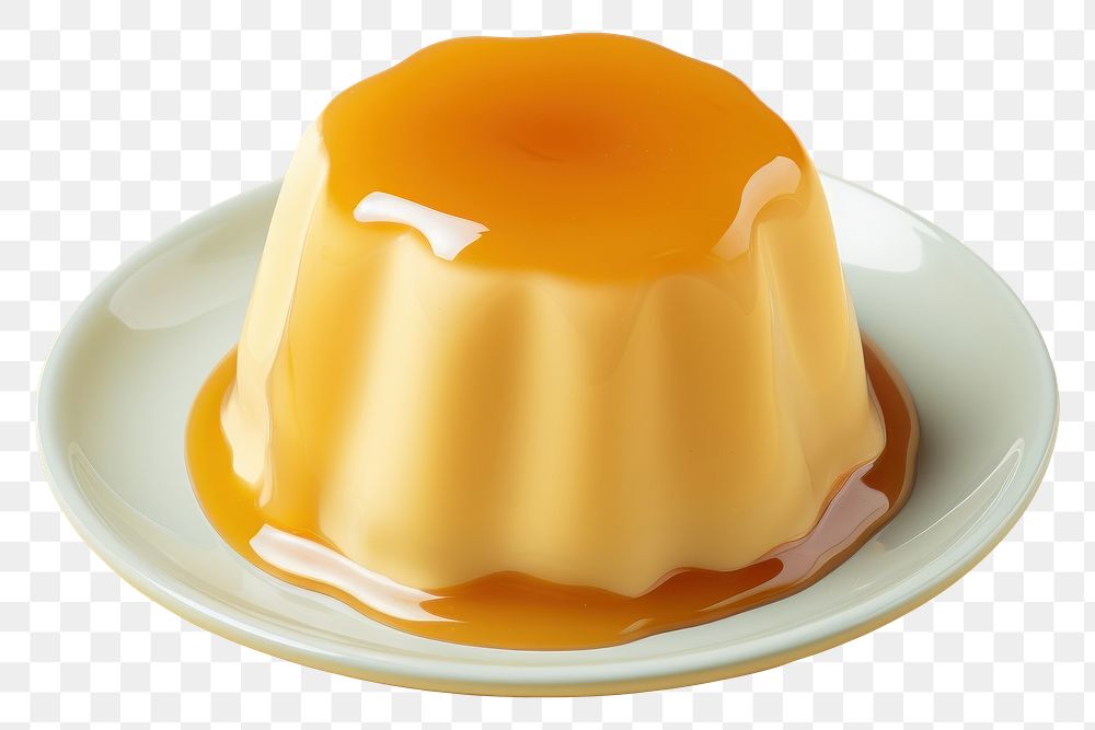 photo of *puding* top view, 8k, isolated on solid pastel color studio background --ar 3:2
