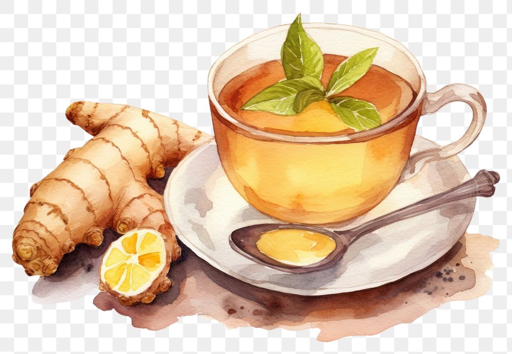 PNG Hot ginger tea food drink herbs. AI generated Image by rawpixel.