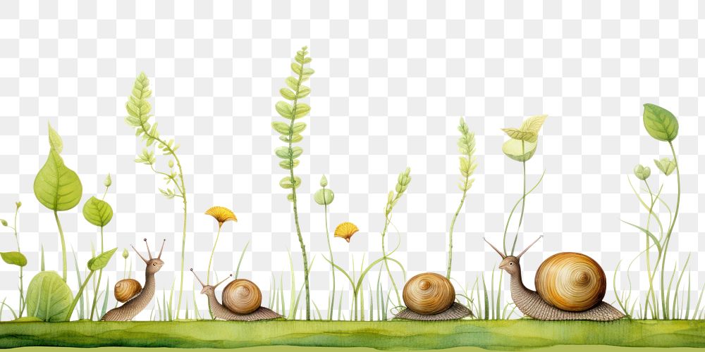 PNG Snails plant grass invertebrate. AI generated Image by rawpixel.
