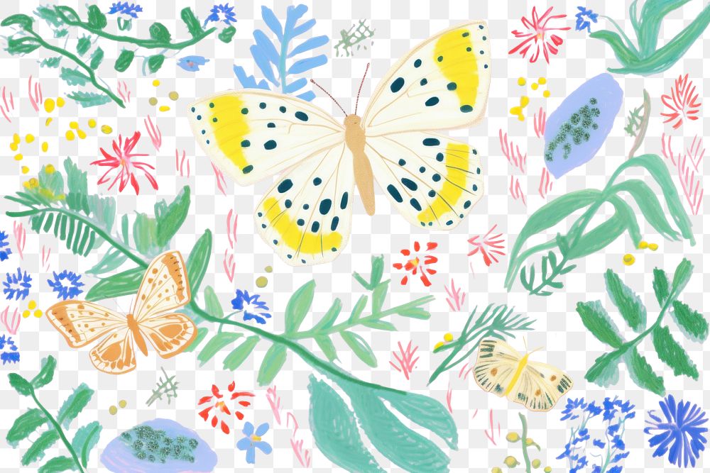 PNG  Butterfly art painting pattern. AI generated Image by rawpixel.