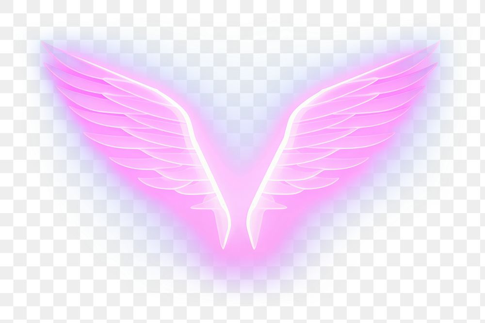 PNG Pastel neon angel wings purple light illuminated. AI generated Image by rawpixel.