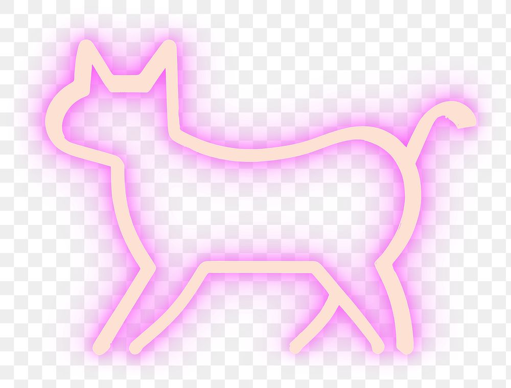PNG Pastel neon cat walking light purple representation. AI generated Image by rawpixel.