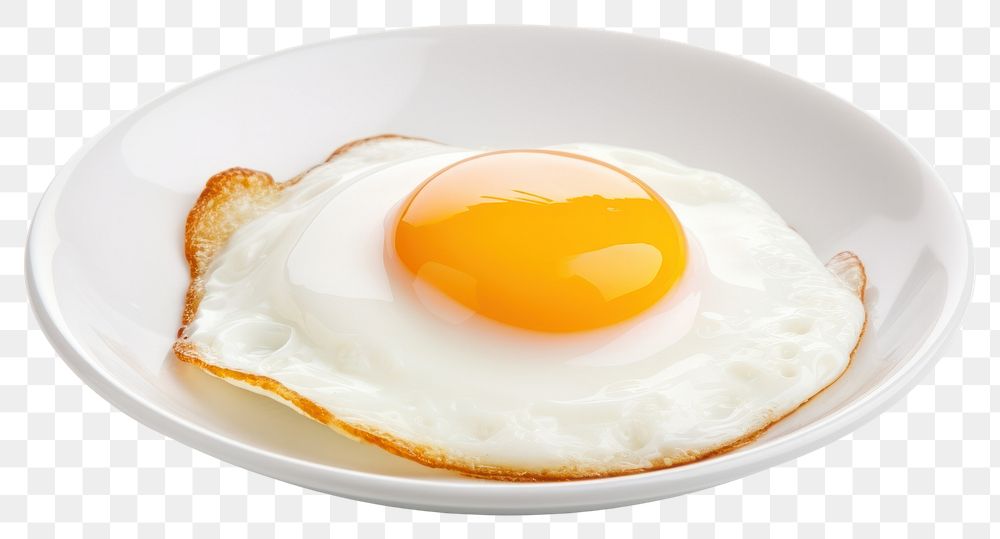 PNG  A fried egg plate food white background. AI generated Image by rawpixel.