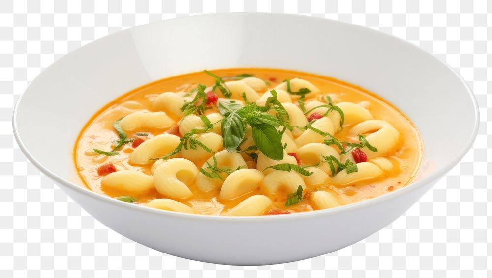 PNG  A macaroni soup pasta plate food. AI generated Image by rawpixel.