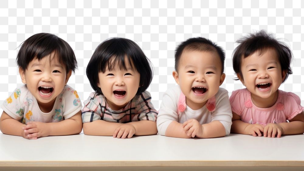 PNG Happy asian children sitting baby togetherness. AI generated Image by rawpixel.