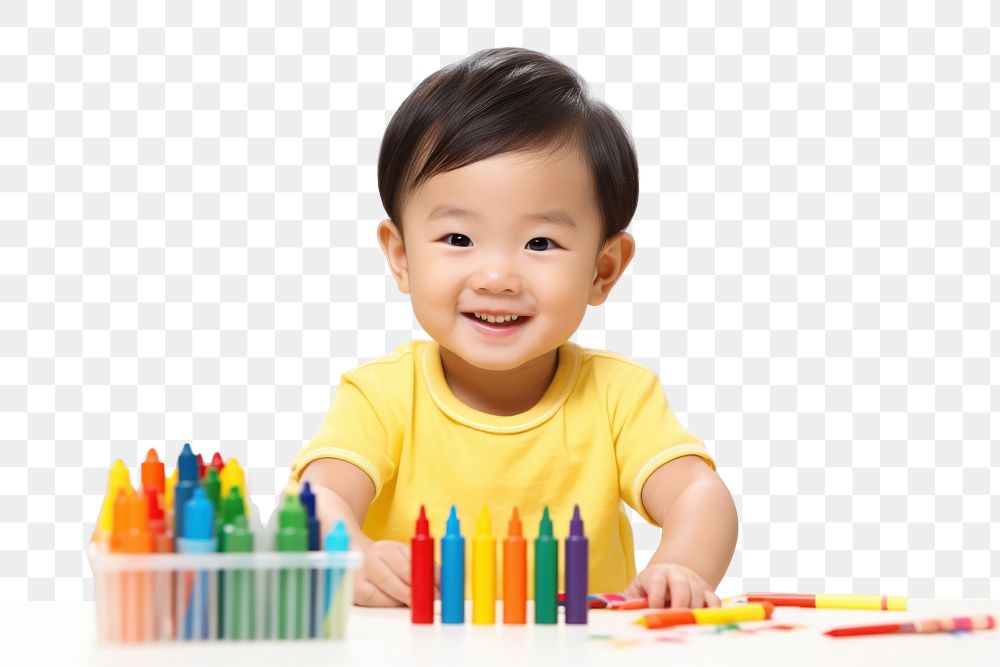 PNG Happy asian kid crayon smile baby. AI generated Image by rawpixel.