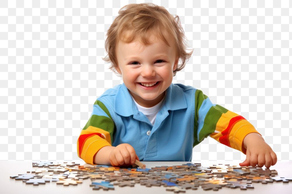 PNG Happy british kid puzzle white background happiness. AI generated Image by rawpixel.