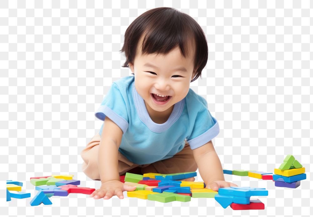 PNG Happy korean kid crawling baby white background. AI generated Image by rawpixel.