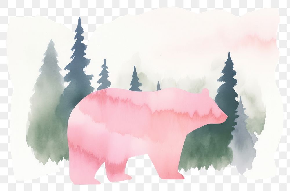 PNG Bear and forest overlay mammal silhouette creativity. AI generated Image by rawpixel.