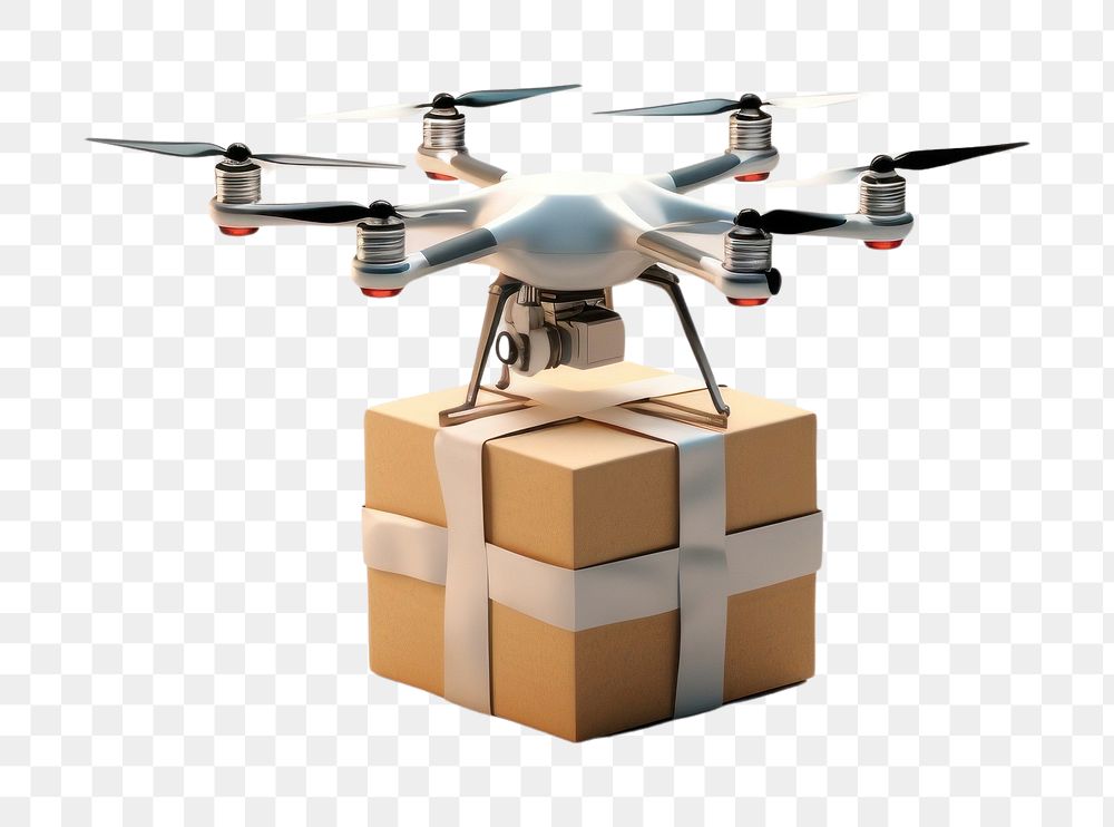 PNG Drone delivery transportation helicopter cardboard.