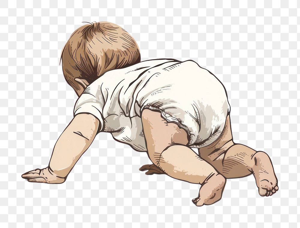 PNG  Individual baby crawling forward person human head
