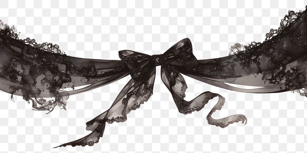 PNG Black raven ribbon lace decorative.