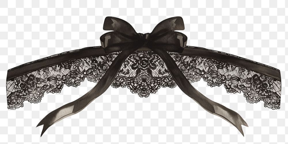 PNG Lace ribbon black fashionable.