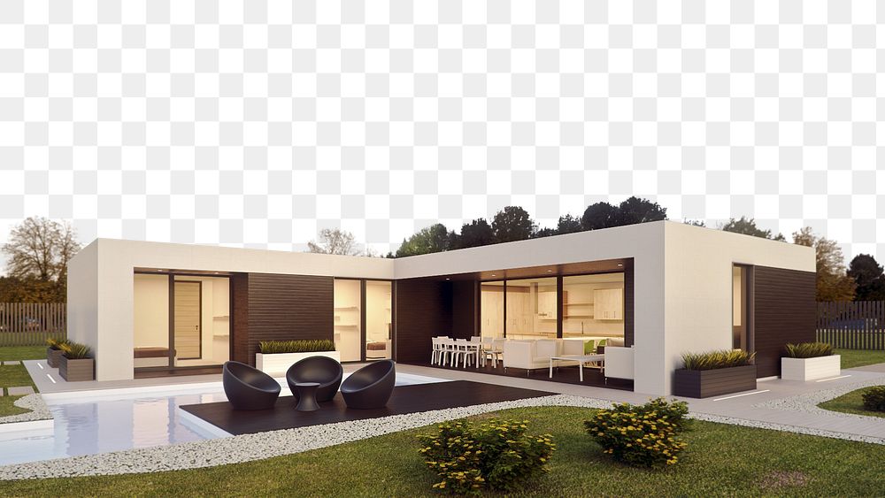 PNG modern home design, collage element, transparent background