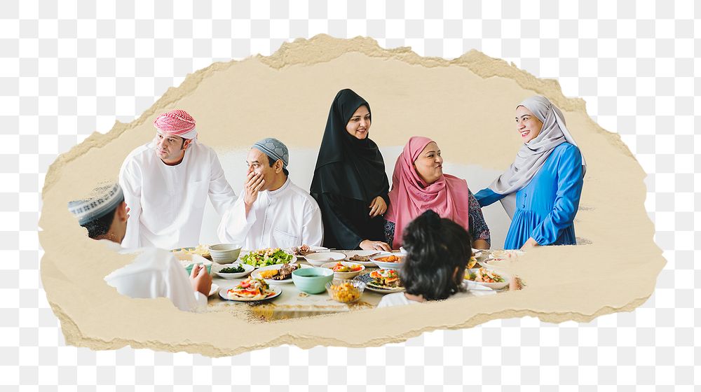 PNG Middle Eastern Suhoor or Iftar meal, collage element, transparent background