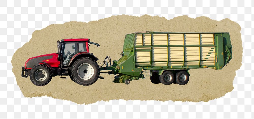 Farm tractor png ripped paper sticker, transparent background