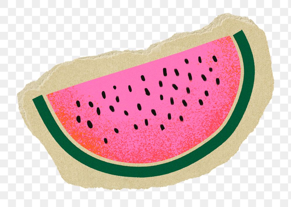 Watermelon fruit png sticker, ripped paper, transparent background